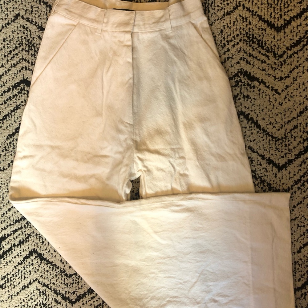 Women's High-Waist Wide-Leg Pants in Cream